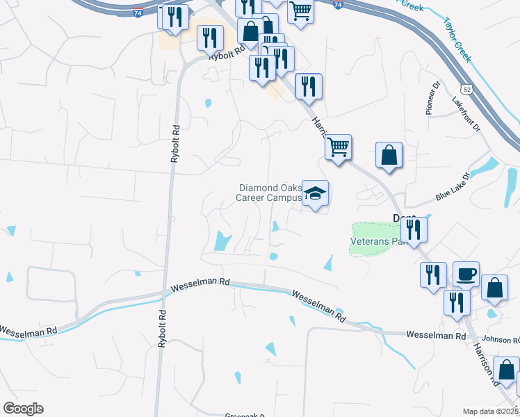 map of restaurants, bars, coffee shops, grocery stores, and more near 6324 Eagles Lake Drive in Cincinnati