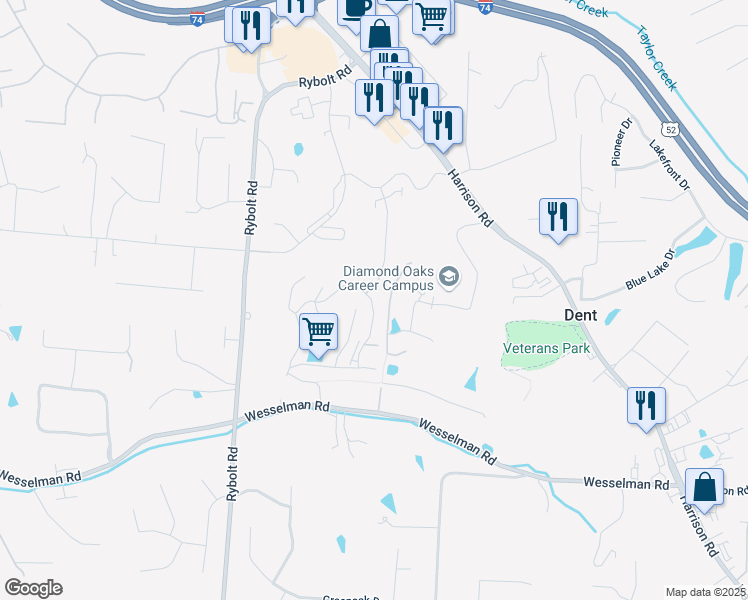 map of restaurants, bars, coffee shops, grocery stores, and more near 6324 Eagles Lake Drive in Cincinnati