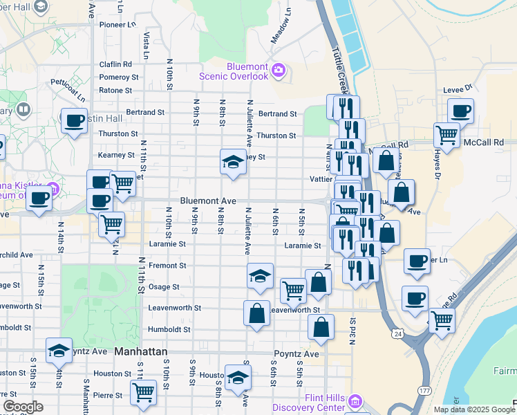map of restaurants, bars, coffee shops, grocery stores, and more near 608 Moro Street in Manhattan