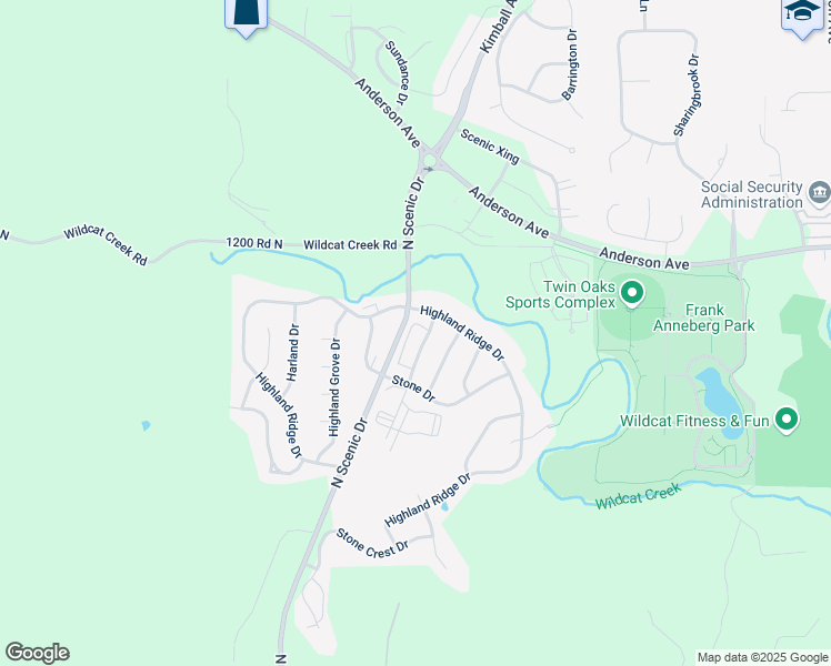 map of restaurants, bars, coffee shops, grocery stores, and more near 512 Stone Pointe Drive in Manhattan