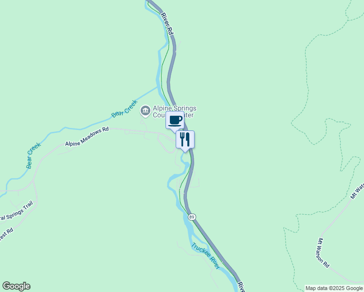 map of restaurants, bars, coffee shops, grocery stores, and more near 2285 River Road in Tahoe City