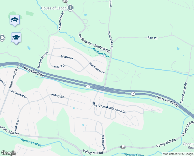 map of restaurants, bars, coffee shops, grocery stores, and more near 319 Morlyn Drive in Stephenson
