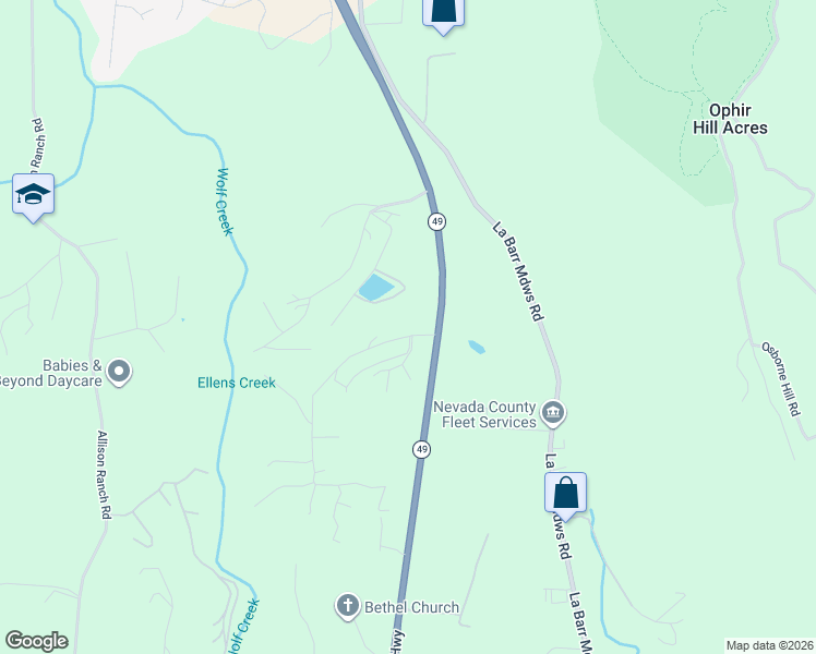 map of restaurants, bars, coffee shops, grocery stores, and more near 13946 Rue Bechelle in Grass Valley