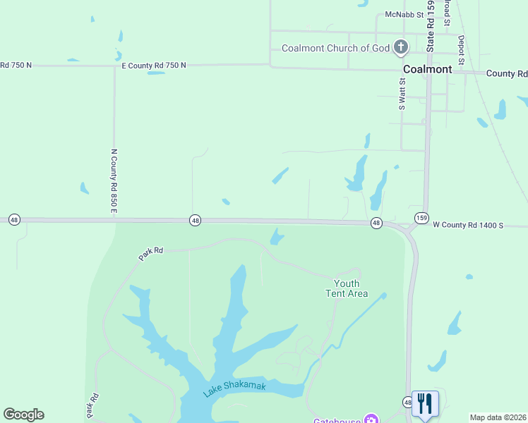 map of restaurants, bars, coffee shops, grocery stores, and more near 8985 Indiana 48 in Jasonville