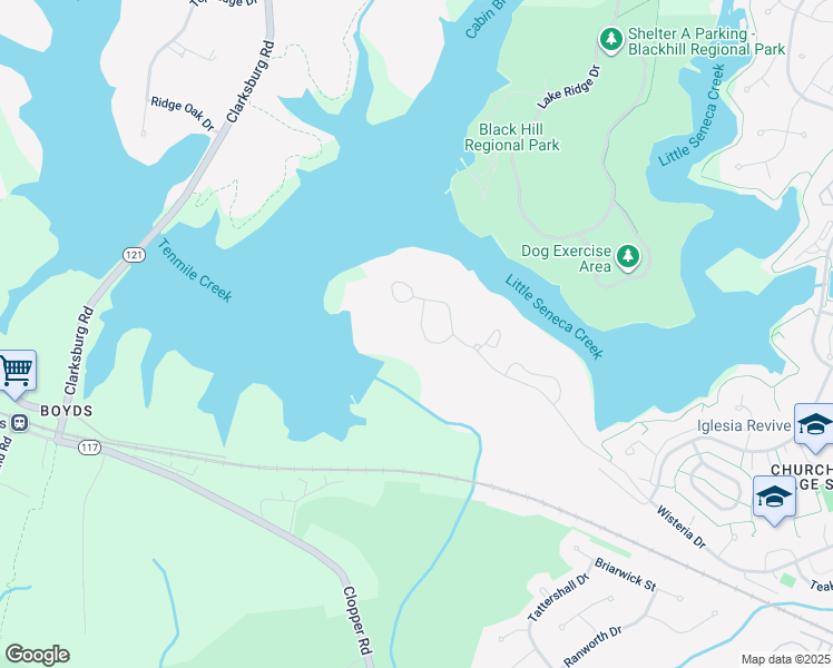 map of restaurants, bars, coffee shops, grocery stores, and more near 20232 Tidewinds Way in Germantown