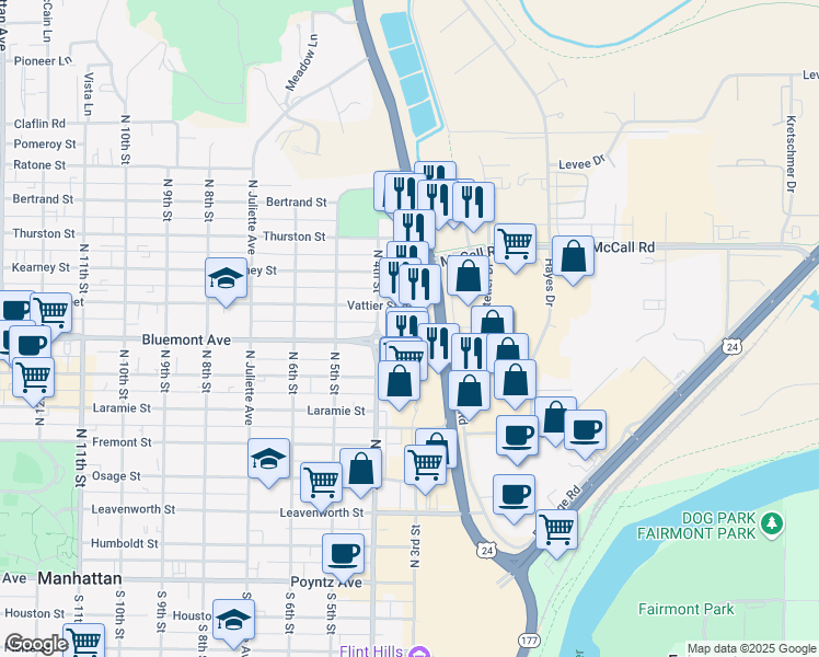 map of restaurants, bars, coffee shops, grocery stores, and more near 815 North 3rd Street in Manhattan