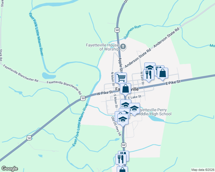 map of restaurants, bars, coffee shops, grocery stores, and more near 101 Lynch Street in Fayetteville
