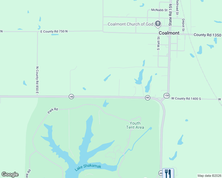 map of restaurants, bars, coffee shops, grocery stores, and more near 8985 Indiana 48 in Jasonville