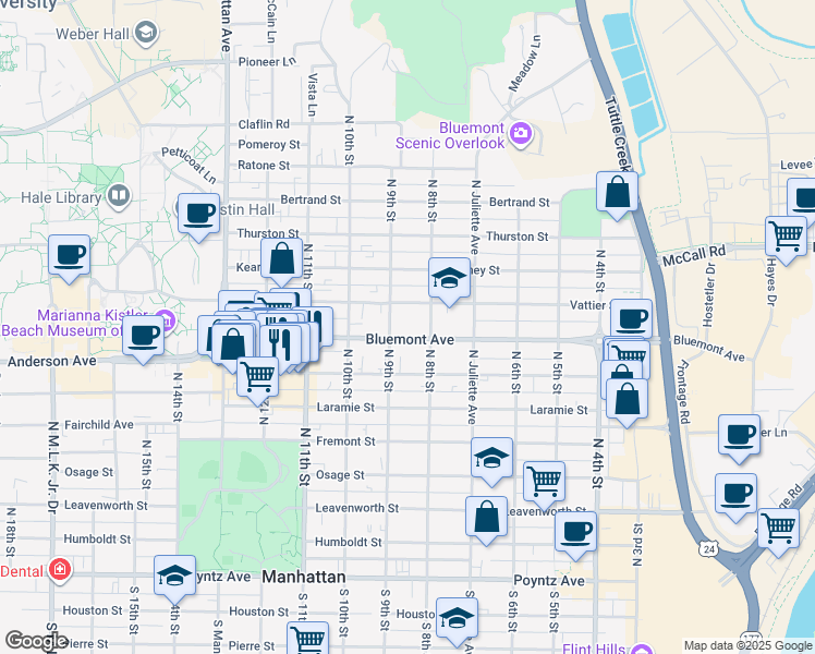 map of restaurants, bars, coffee shops, grocery stores, and more near 819 North 8th Street in Manhattan