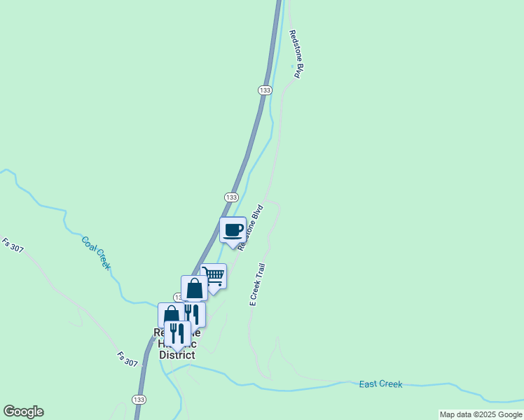 map of restaurants, bars, coffee shops, grocery stores, and more near 642 Redstone Boulevard in Redstone Historic District