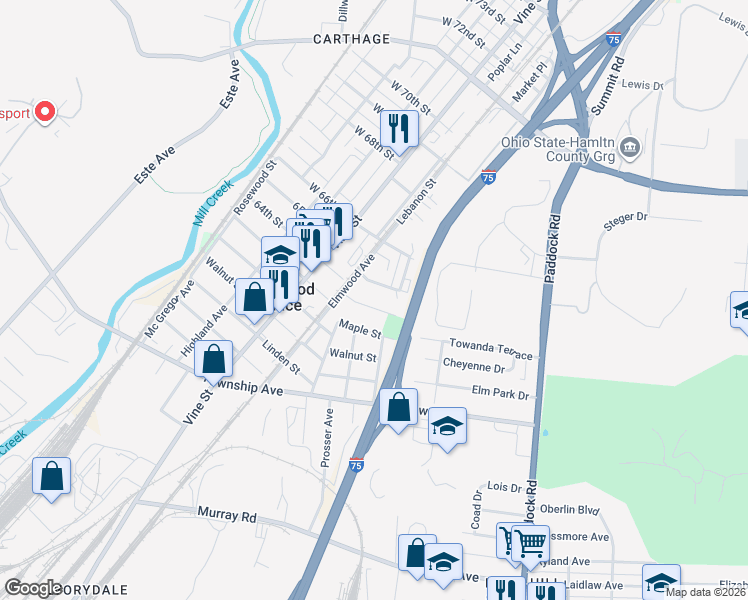 map of restaurants, bars, coffee shops, grocery stores, and more near 24 Poplar Street in Cincinnati