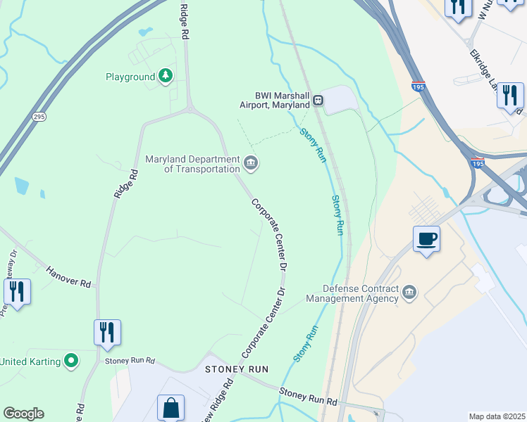 map of restaurants, bars, coffee shops, grocery stores, and more near Corporate Center Drive in Hanover