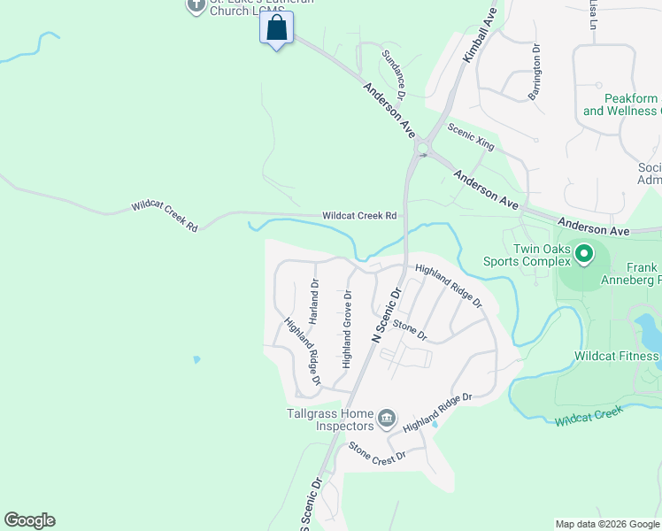 map of restaurants, bars, coffee shops, grocery stores, and more near 613 Highland Ridge Drive in Manhattan
