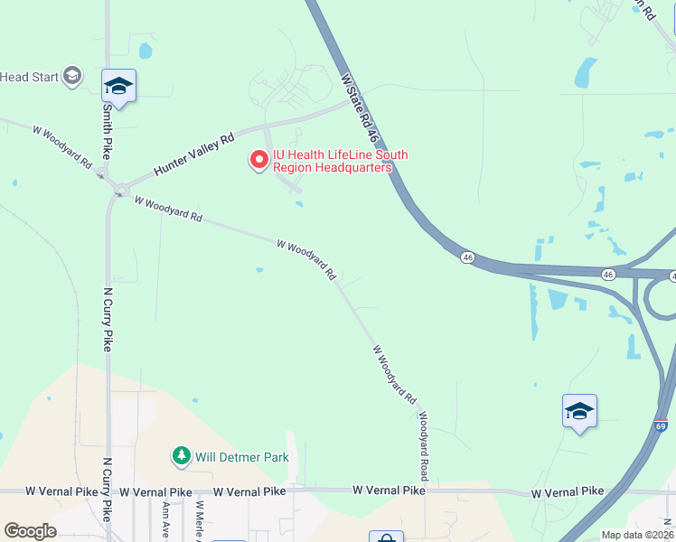 map of restaurants, bars, coffee shops, grocery stores, and more near 3780 West Woodyard Road in Bloomington