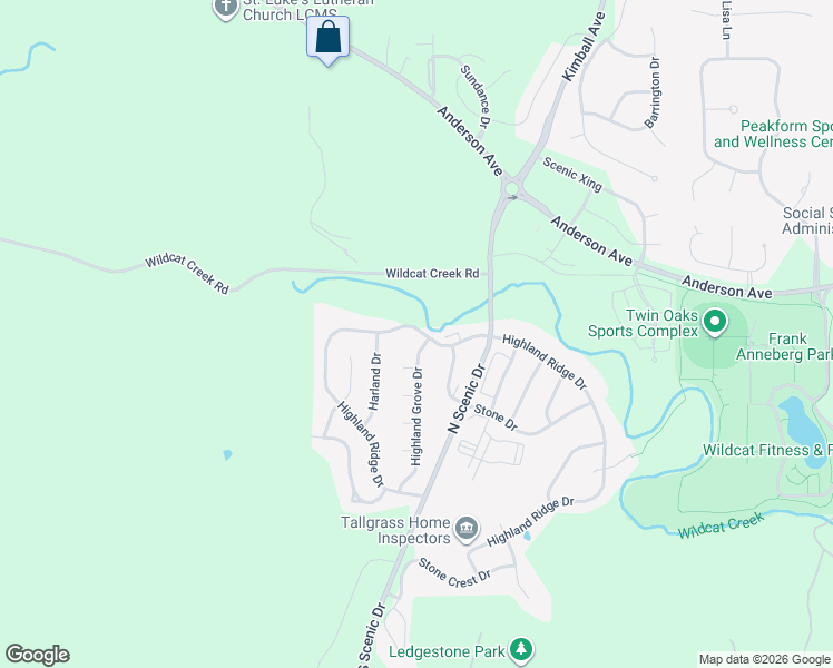 map of restaurants, bars, coffee shops, grocery stores, and more near 614 Highland Ridge Drive in Manhattan