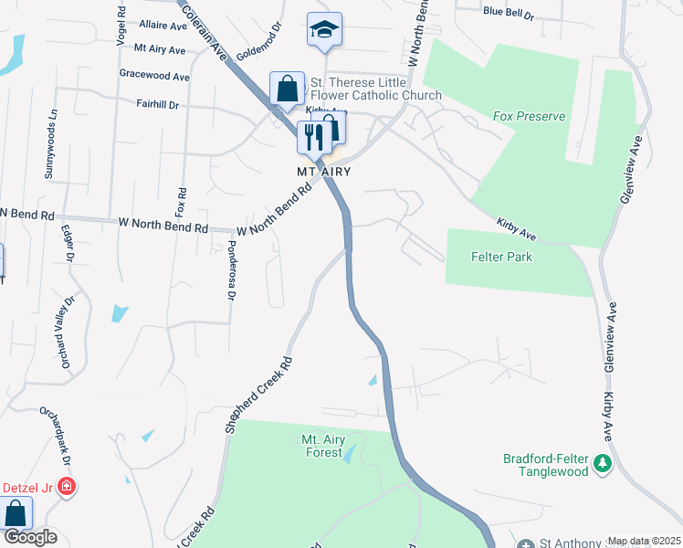 map of restaurants, bars, coffee shops, grocery stores, and more near 5333 Colerain Avenue in Cincinnati