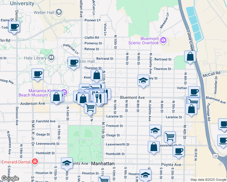 map of restaurants, bars, coffee shops, grocery stores, and more near 815 North 10th Street in Manhattan