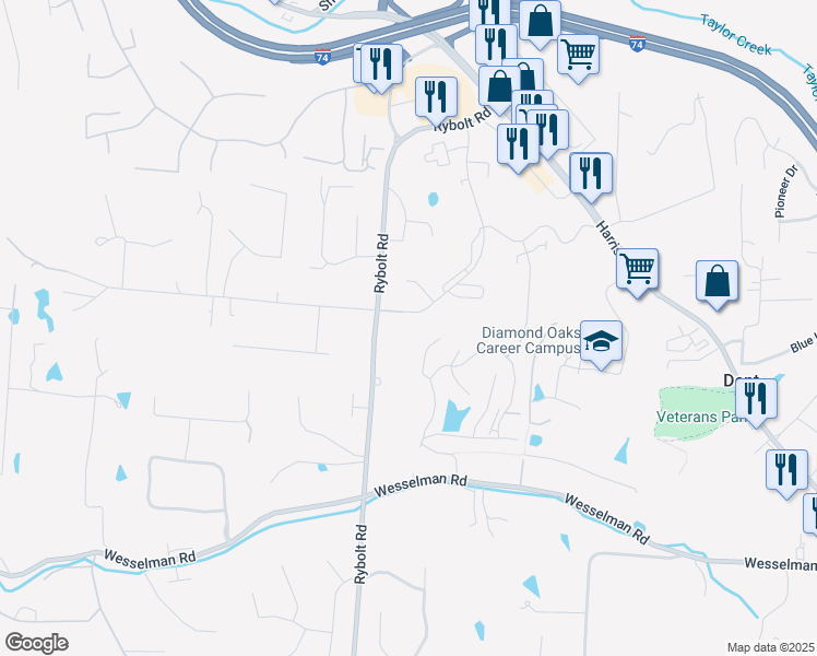 map of restaurants, bars, coffee shops, grocery stores, and more near 6649 Hearne Road in Cincinnati