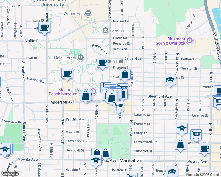 map of restaurants, bars, coffee shops, grocery stores, and more near in Manhattan