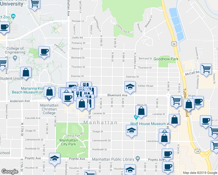 map of restaurants, bars, coffee shops, grocery stores, and more near 819 North 9th Street in Manhattan