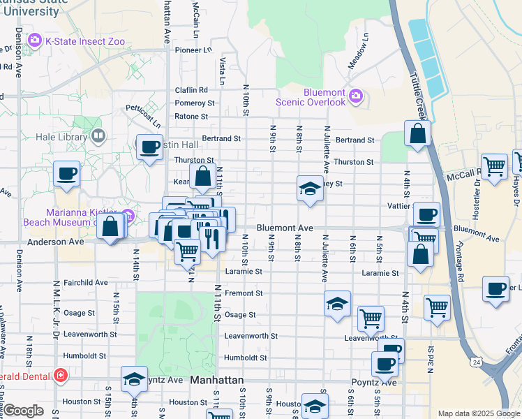 map of restaurants, bars, coffee shops, grocery stores, and more near 819 North 9th Street in Manhattan