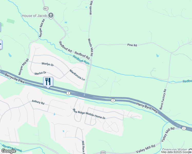 map of restaurants, bars, coffee shops, grocery stores, and more near 113 Bradley Court in Stephenson