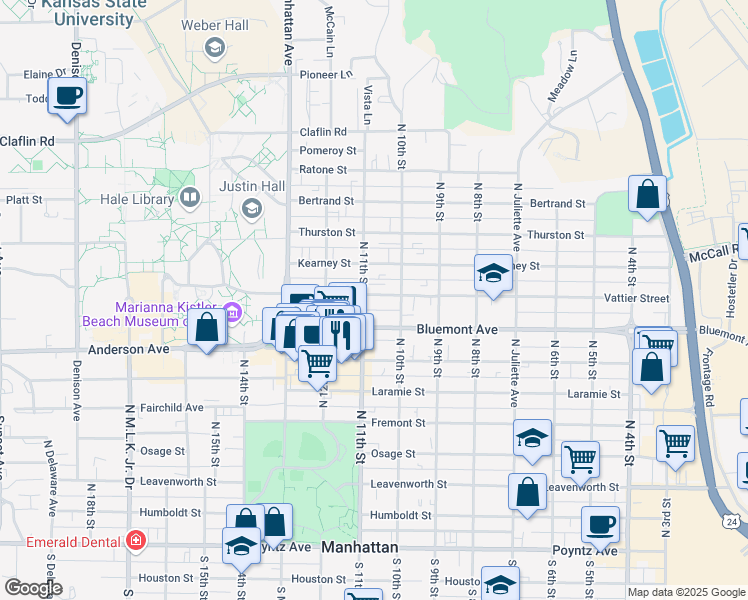map of restaurants, bars, coffee shops, grocery stores, and more near in Manhattan