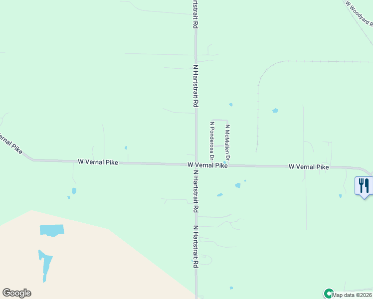 map of restaurants, bars, coffee shops, grocery stores, and more near 2185 North Hartstrait Road in Bloomington