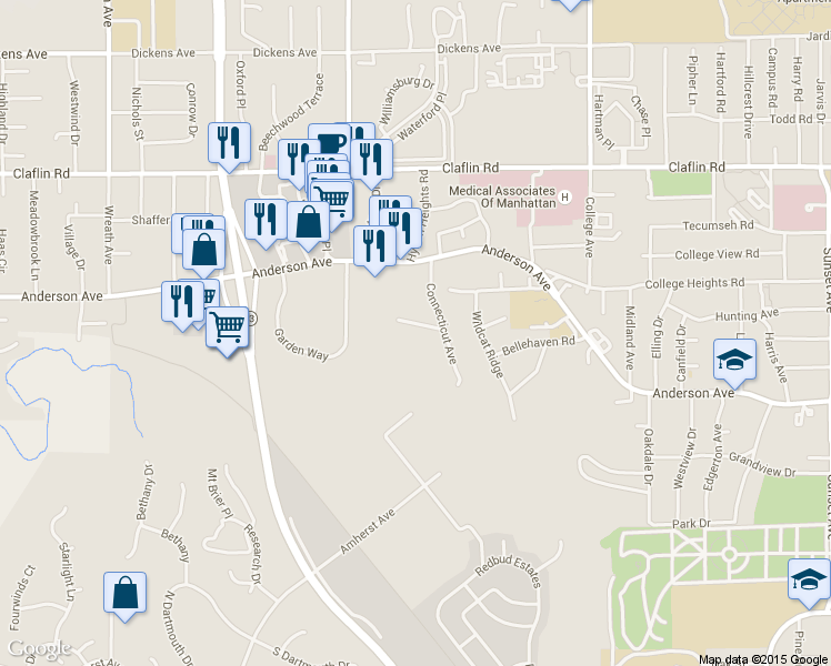 map of restaurants, bars, coffee shops, grocery stores, and more near 2611 Georgetown Place in Manhattan