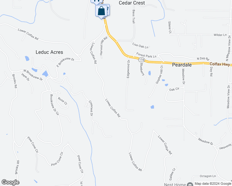 map of restaurants, bars, coffee shops, grocery stores, and more near 13920 Edgewood Drive in Grass Valley