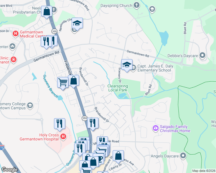 map of restaurants, bars, coffee shops, grocery stores, and more near in Germantown