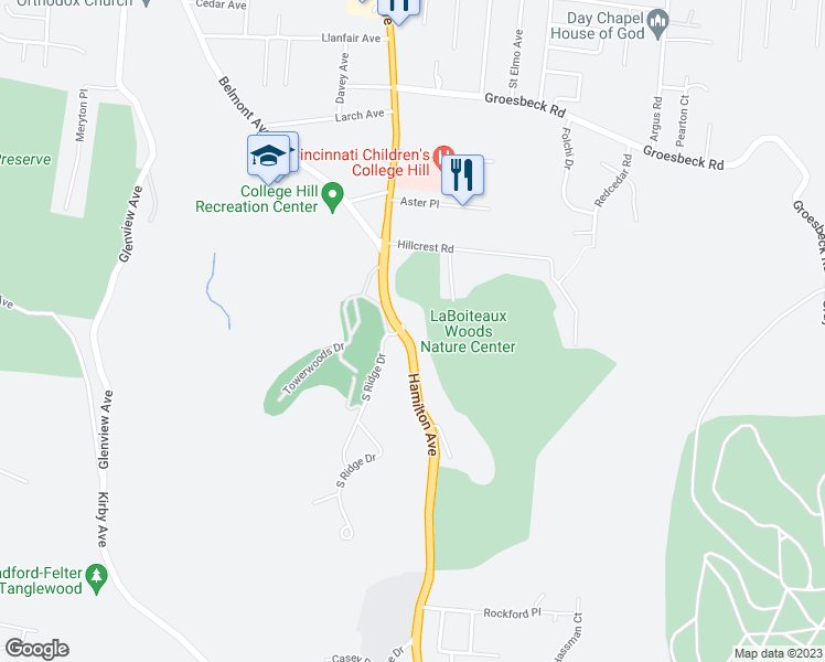 map of restaurants, bars, coffee shops, grocery stores, and more near 5370 Hamilton Avenue in Cincinnati