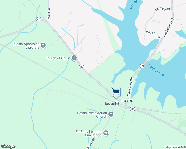 map of restaurants, bars, coffee shops, grocery stores, and more near 15311 Barnesville Road in Boyds