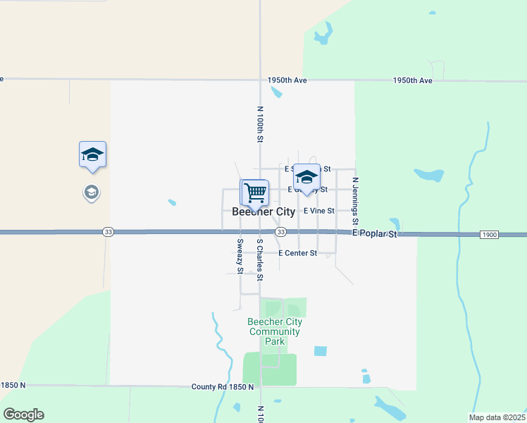 map of restaurants, bars, coffee shops, grocery stores, and more near in Beecher City