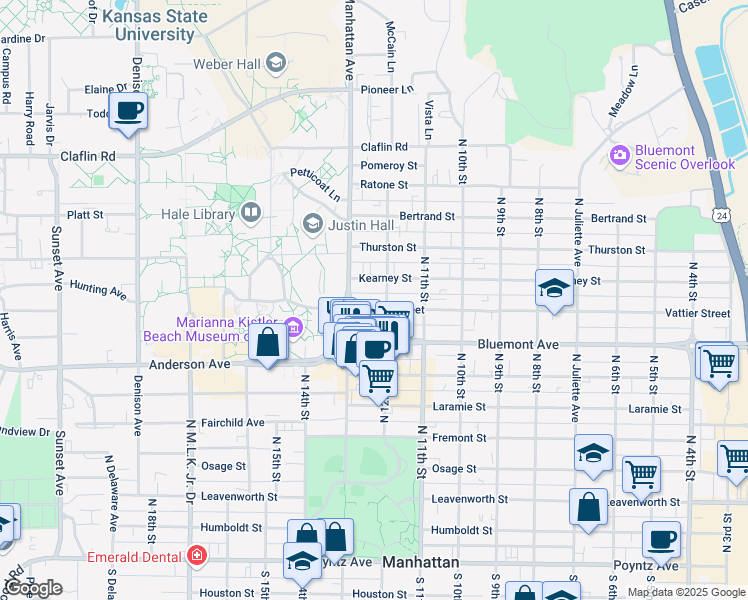 map of restaurants, bars, coffee shops, grocery stores, and more near in Manhattan