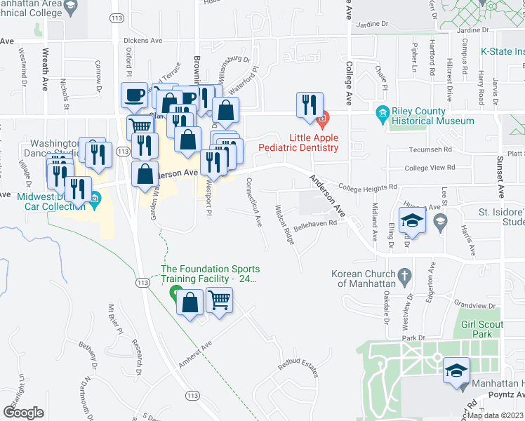map of restaurants, bars, coffee shops, grocery stores, and more near 1002 Connecticut Avenue in Manhattan