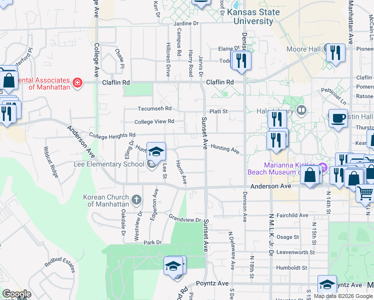 map of restaurants, bars, coffee shops, grocery stores, and more near 1944 Hunting Avenue in Manhattan