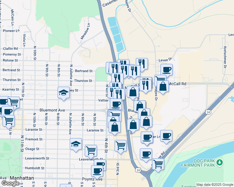 map of restaurants, bars, coffee shops, grocery stores, and more near 1005 Limey Place in Manhattan