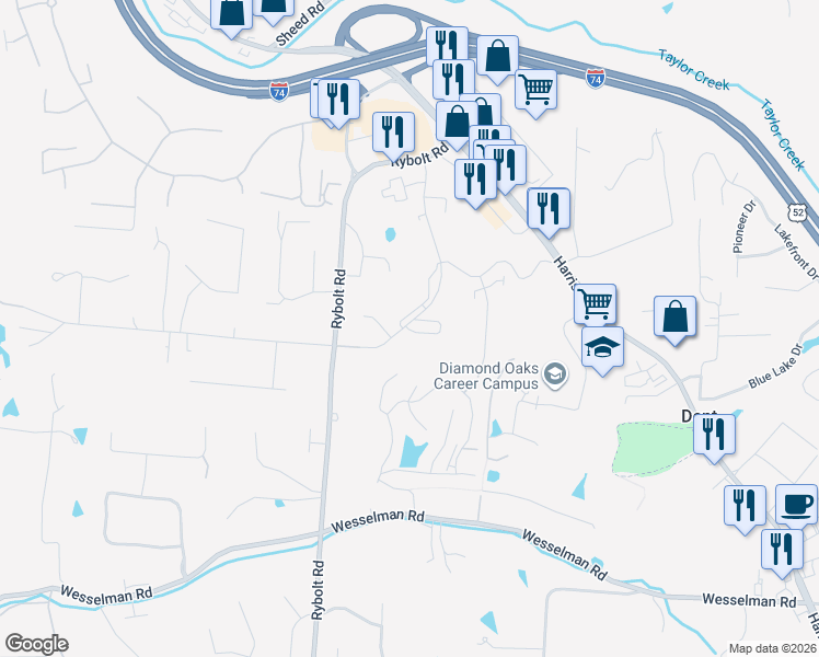 map of restaurants, bars, coffee shops, grocery stores, and more near 6640 Hearne Road in Cincinnati