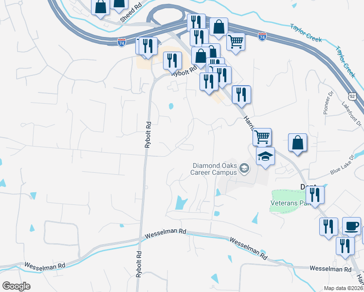 map of restaurants, bars, coffee shops, grocery stores, and more near 6640 Hearne Road in Cincinnati