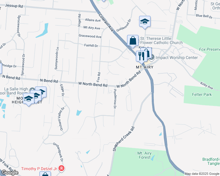 map of restaurants, bars, coffee shops, grocery stores, and more near in Cincinnati