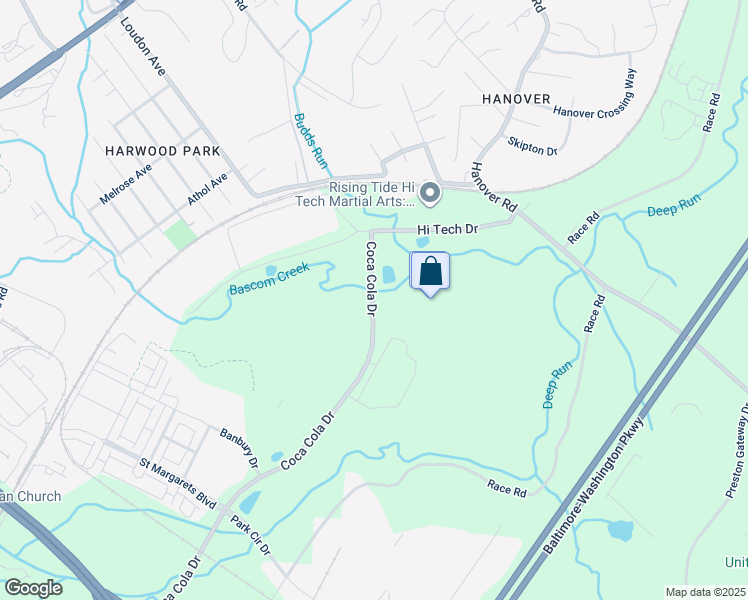 map of restaurants, bars, coffee shops, grocery stores, and more near 7361 Coca Cola Drive in Howard