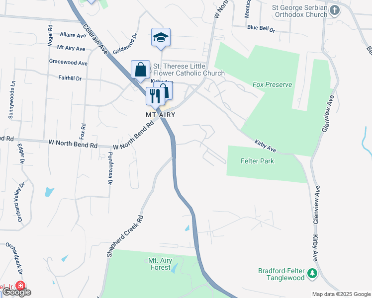 map of restaurants, bars, coffee shops, grocery stores, and more near 5473 Bahama Terrace in Cincinnati