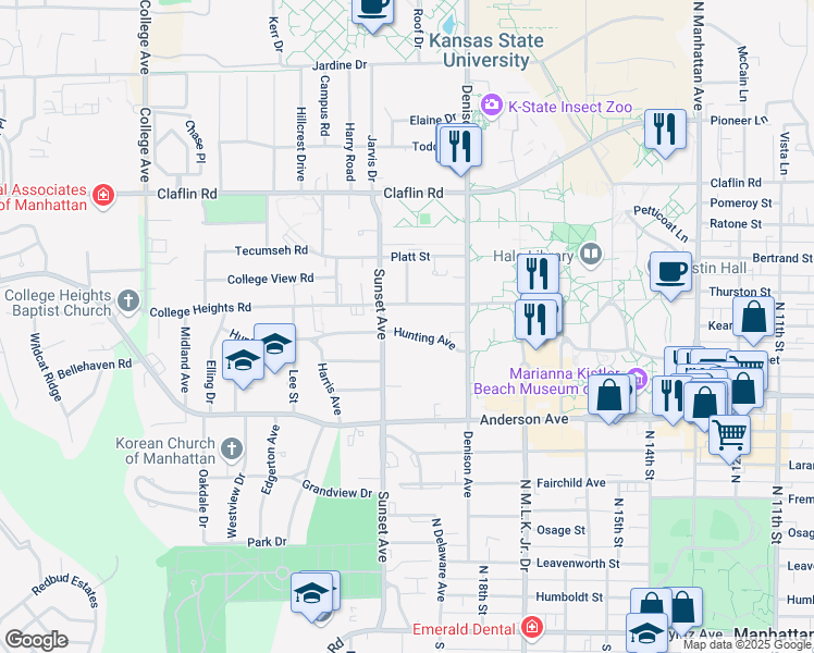 map of restaurants, bars, coffee shops, grocery stores, and more near 1846 Hunting Avenue in Manhattan