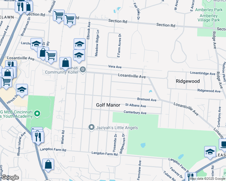 map of restaurants, bars, coffee shops, grocery stores, and more near 6420 Hammel Avenue in Cincinnati