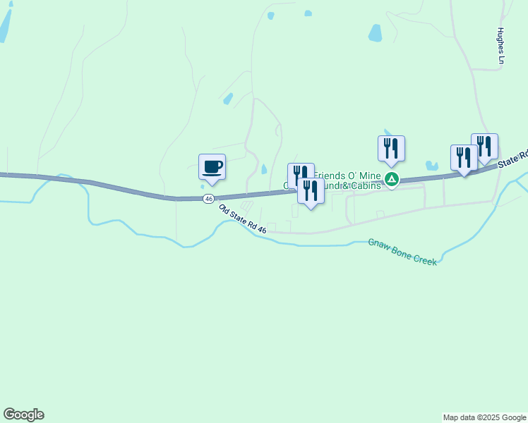 map of restaurants, bars, coffee shops, grocery stores, and more near 4243 Indiana 46 in Nashville