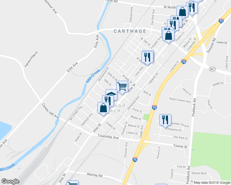 map of restaurants, bars, coffee shops, grocery stores, and more near 411 Beech Street in Cincinnati