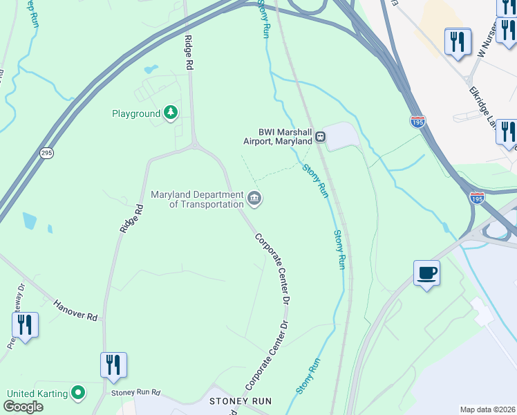 map of restaurants, bars, coffee shops, grocery stores, and more near 7201 Corporate Center Drive in Anne Arundel County