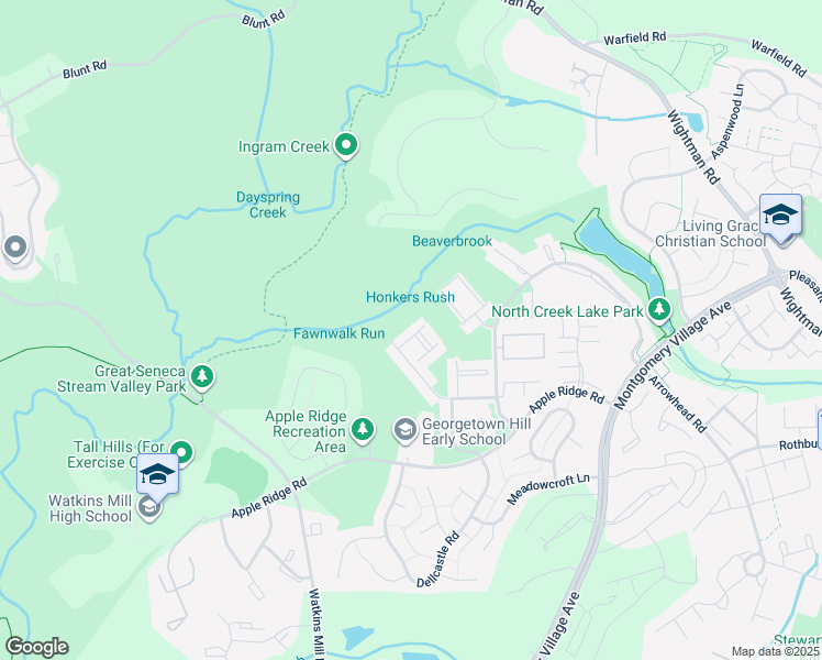 map of restaurants, bars, coffee shops, grocery stores, and more near 10119 Maple Leaf Drive in Gaithersburg