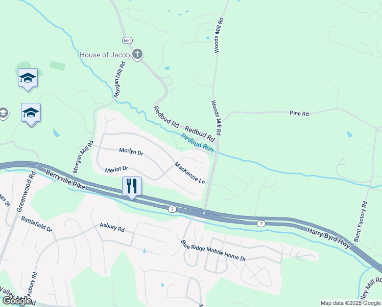 map of restaurants, bars, coffee shops, grocery stores, and more near 211 Kemper Court in Stephenson